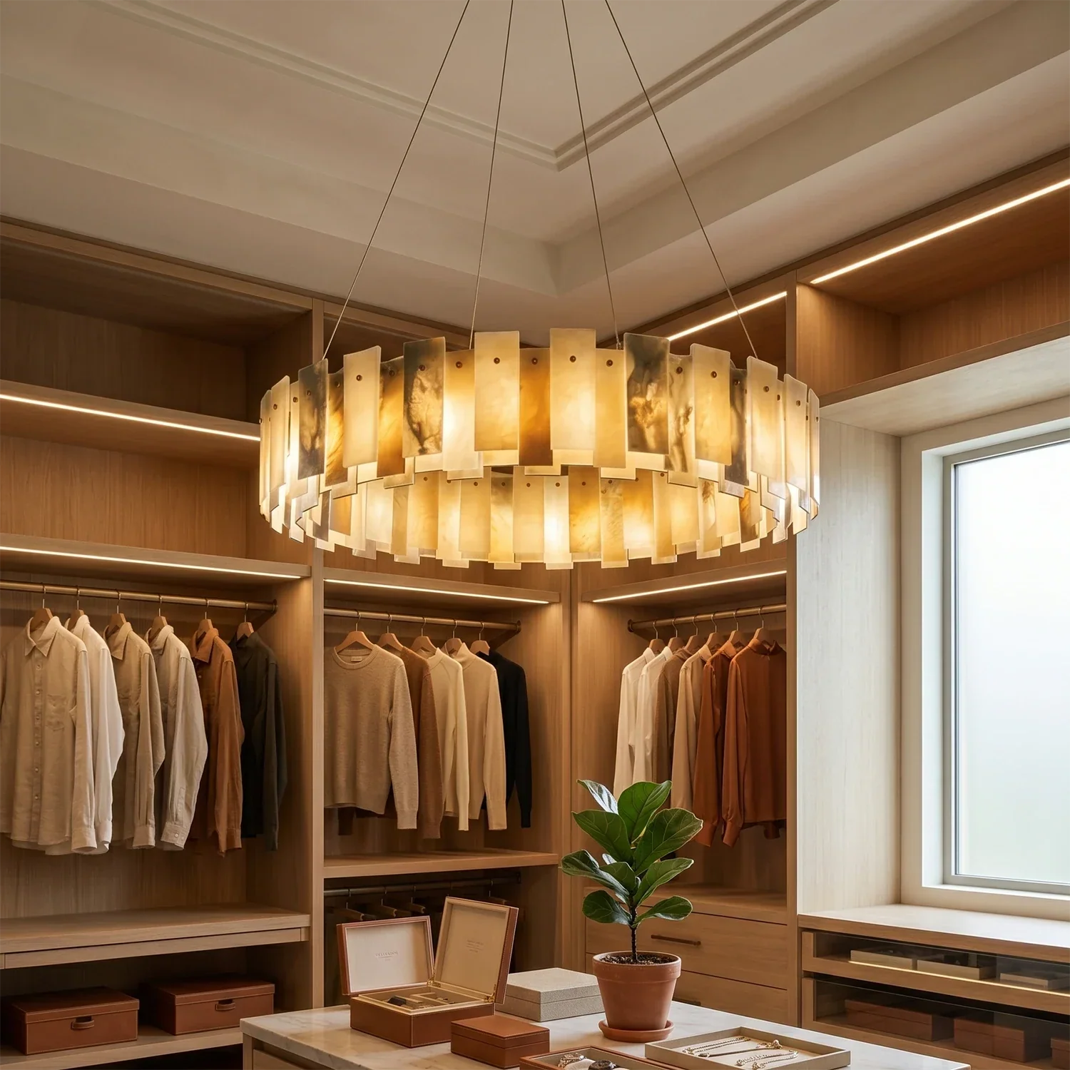 Tobacco-Hued Alabaster Chandelier | wildoxy