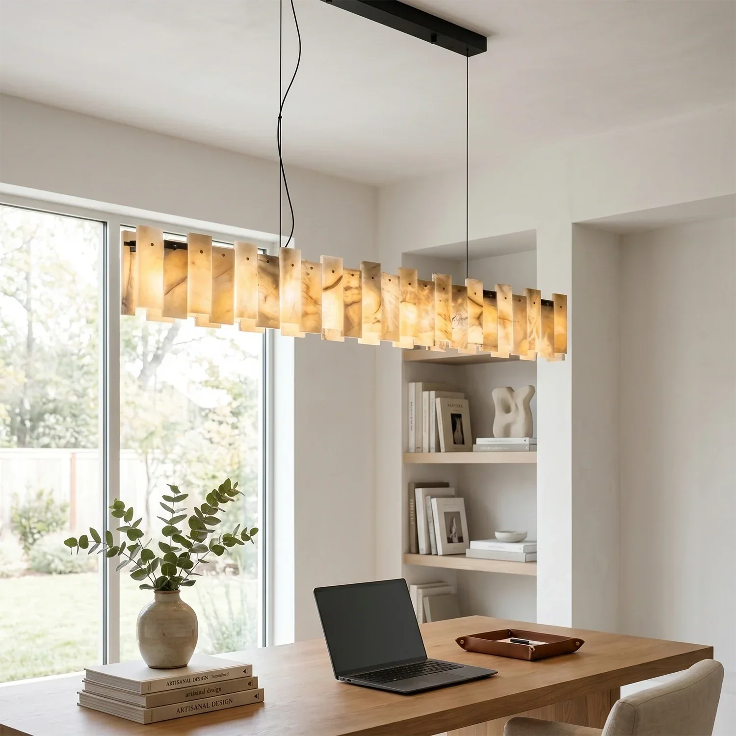 Tobacco-Hued Alabaster Chandelier | wildoxy