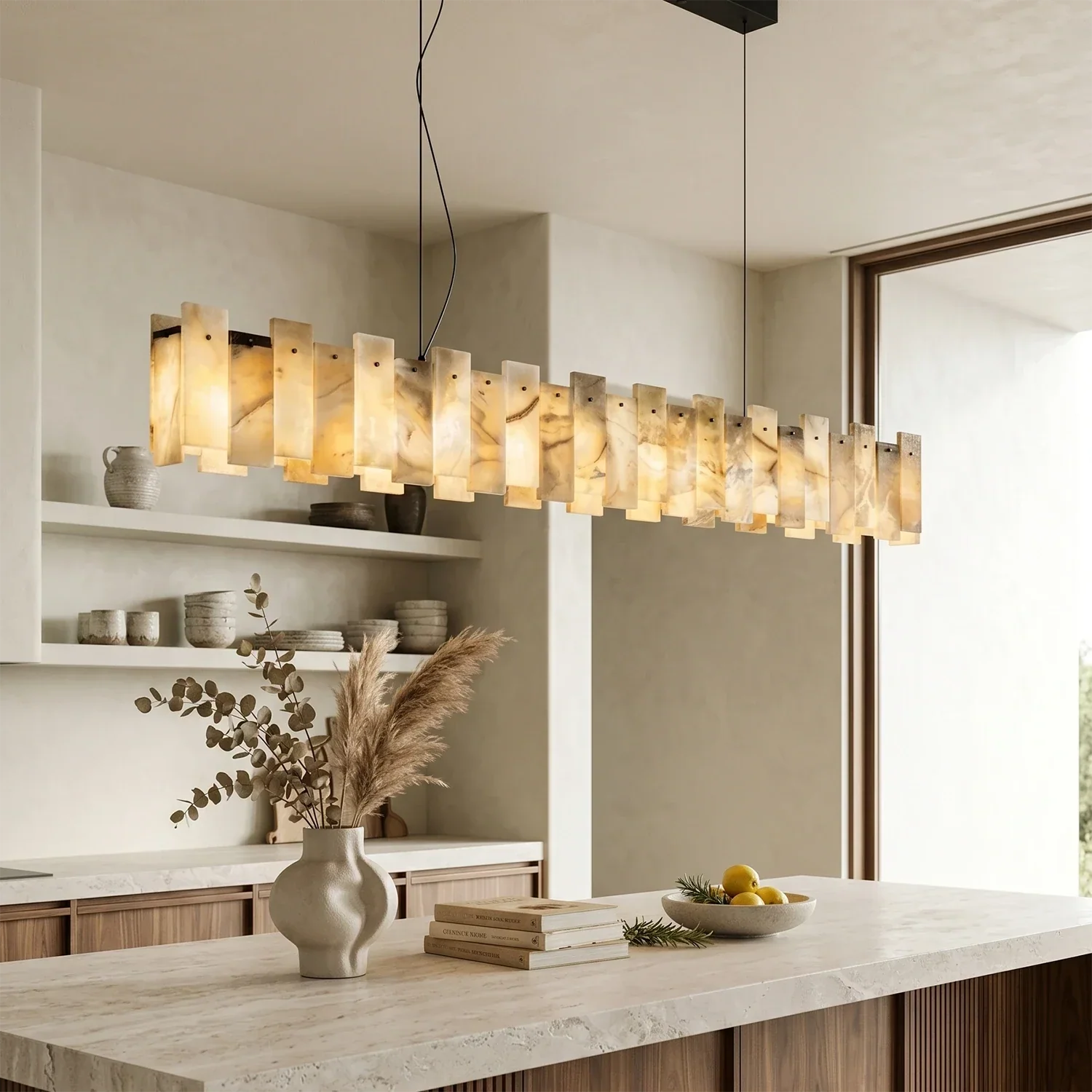 Tobacco-Hued Alabaster Chandelier | wildoxy