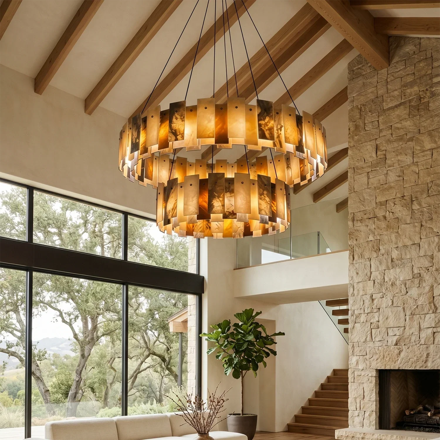 Tobacco-Hued Alabaster Chandelier | wildoxy