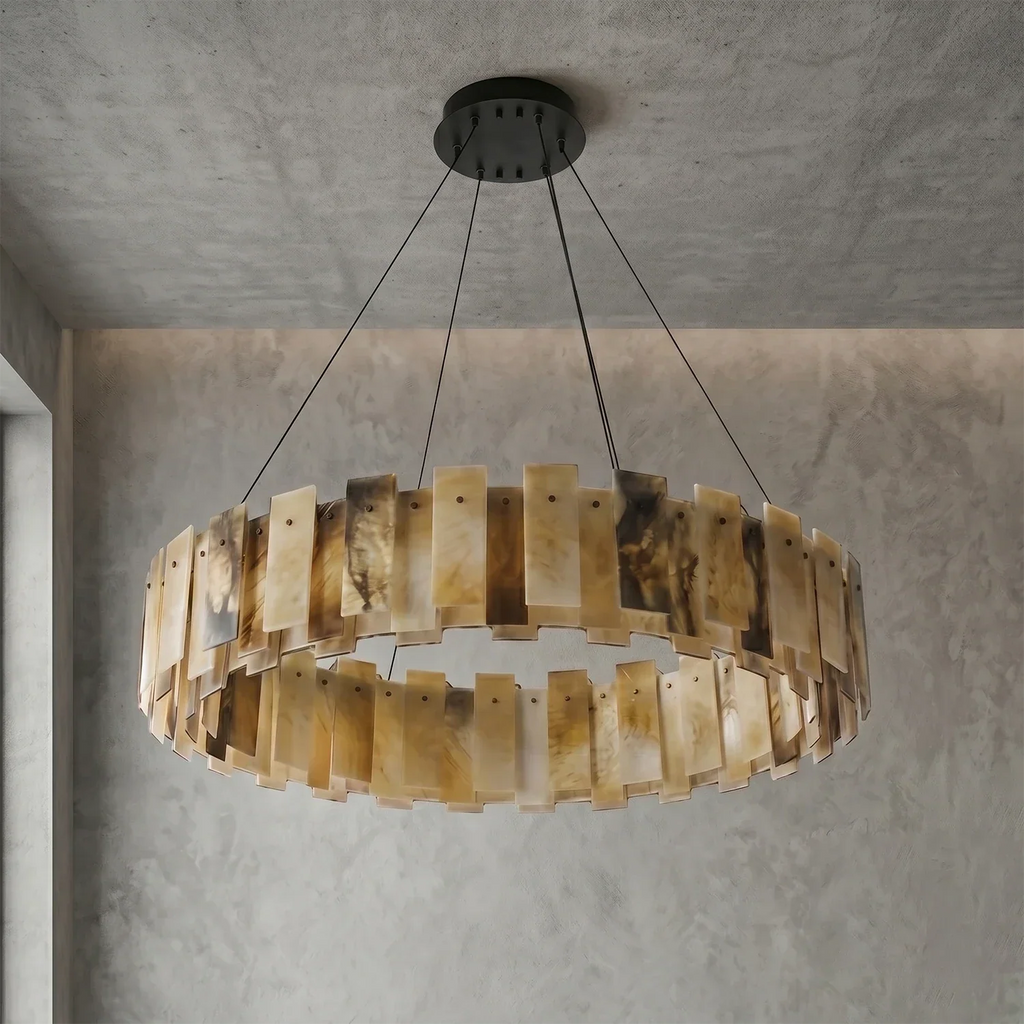 Tobacco-Hued Alabaster Chandelier | wildoxy