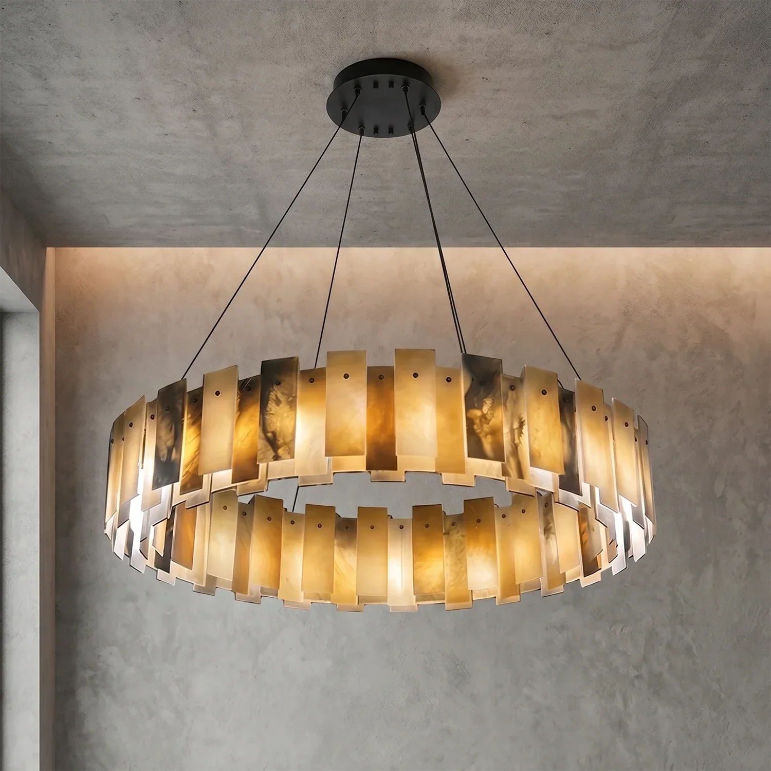 Tobacco-Hued Alabaster Chandelier | wildoxy