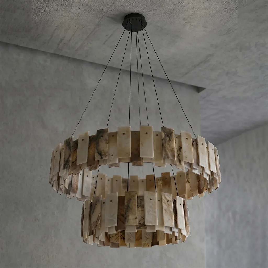 Tobacco-Hued Alabaster Chandelier | wildoxy
