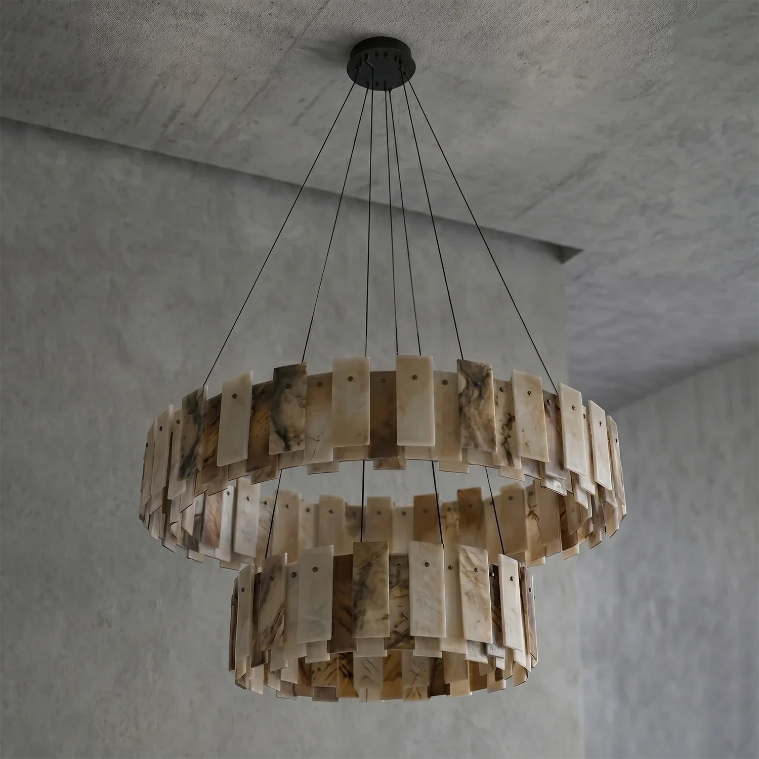 Tobacco-Hued Alabaster Chandelier | wildoxy