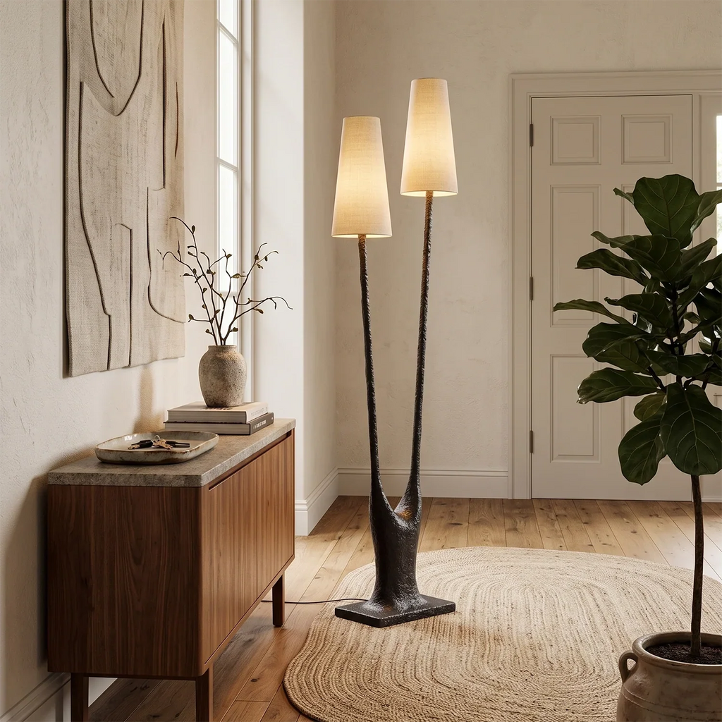 Torvald Twin-Stem Brass Floor Lamp | wildoxy