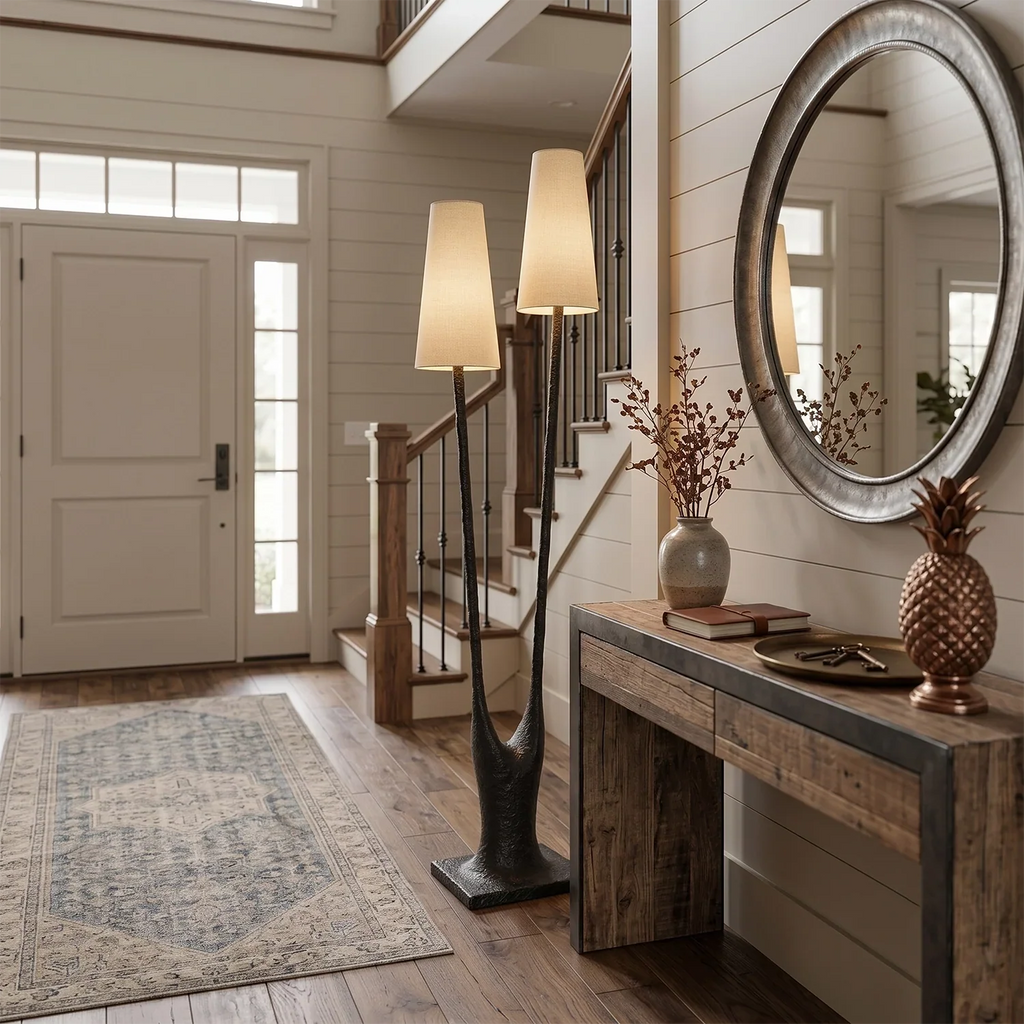 Torvald Twin-Stem Brass Floor Lamp | wildoxy