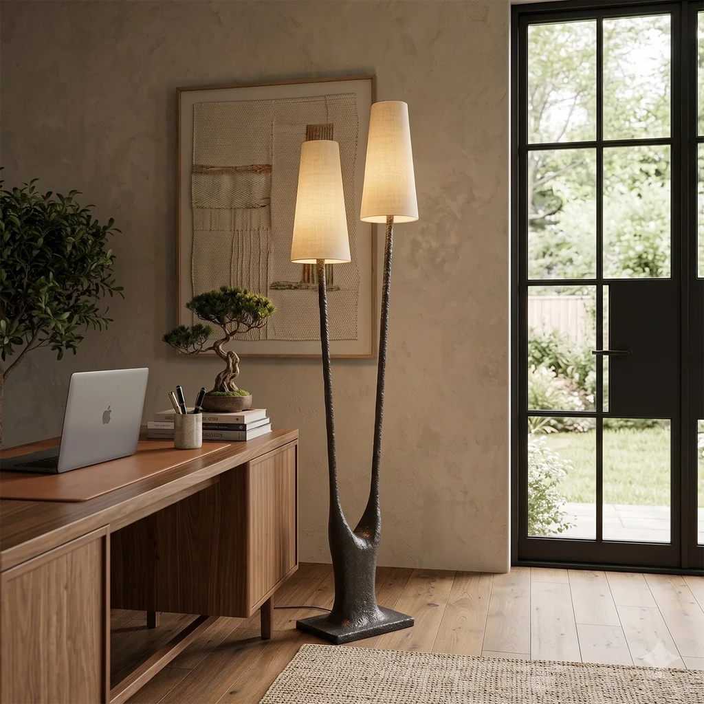 Torvald Twin-Stem Brass Floor Lamp | wildoxy