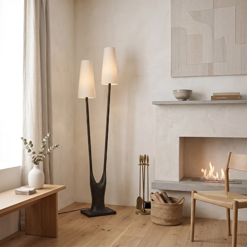 Torvald Twin-Stem Brass Floor Lamp | wildoxy