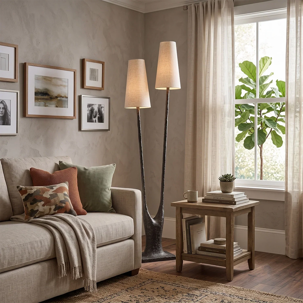 Torvald Twin-Stem Brass Floor Lamp | wildoxy