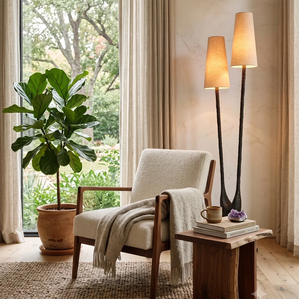 Torvald Twin-Stem Brass Floor Lamp | wildoxy
