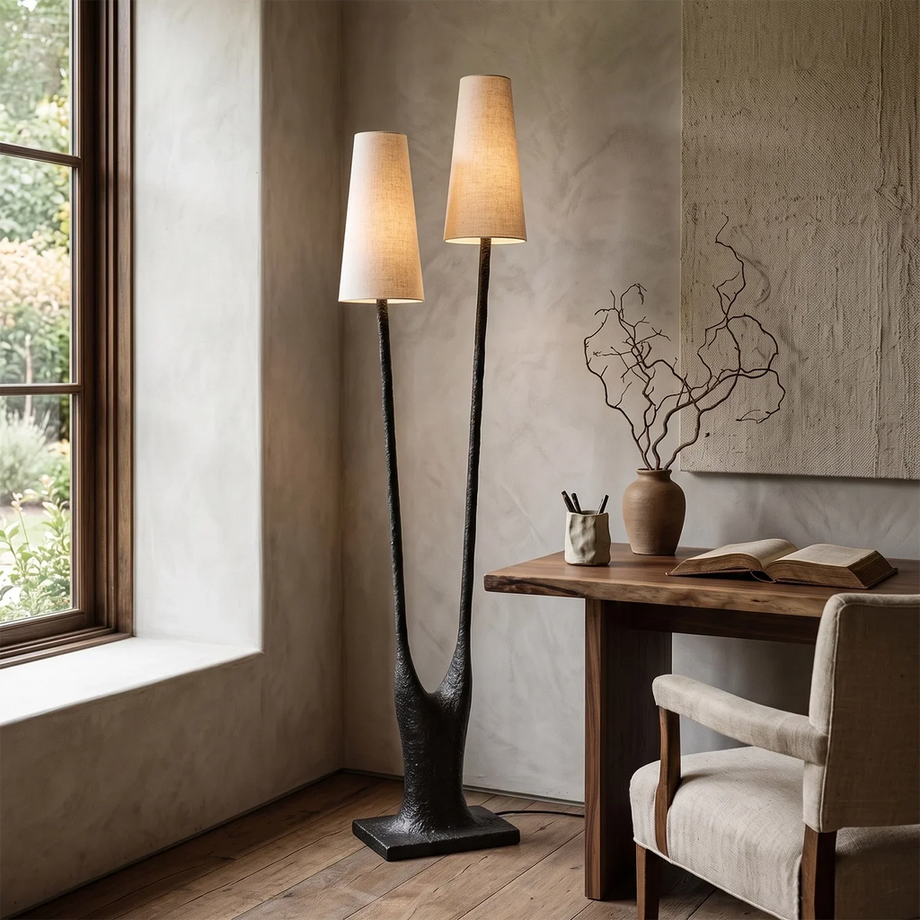 Torvald Twin-Stem Brass Floor Lamp | wildoxy