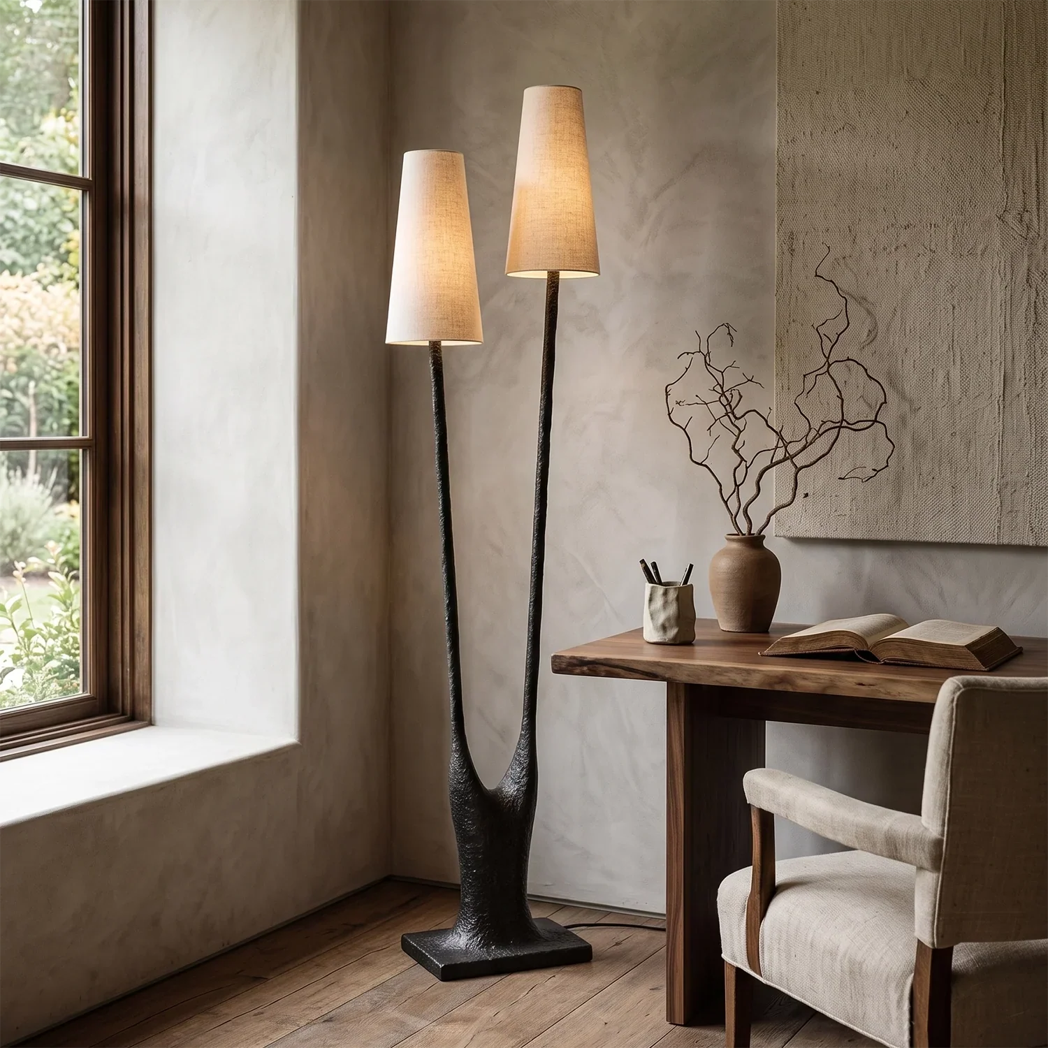 Torvald Twin-Stem Brass Floor Lamp | wildoxy