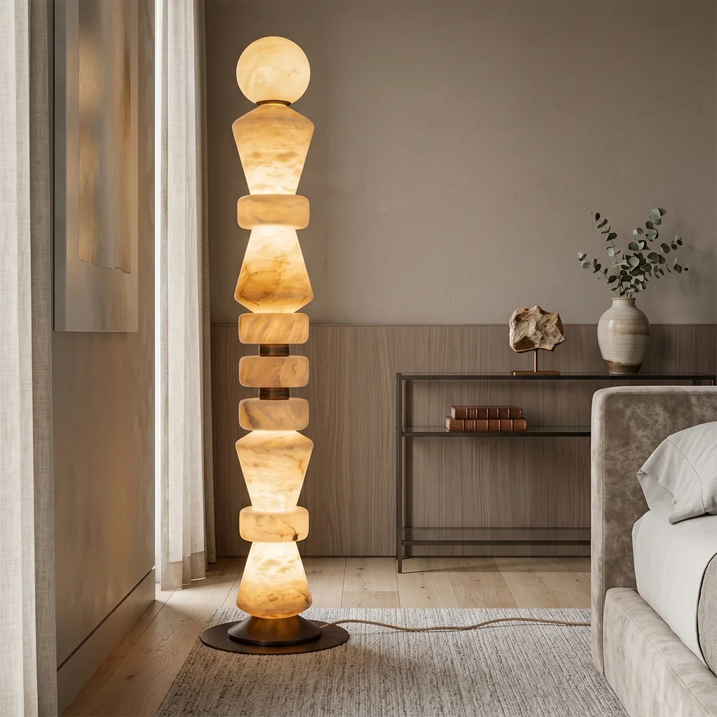 Totem Stacked Alabaster Floor Lamp | wildoxy