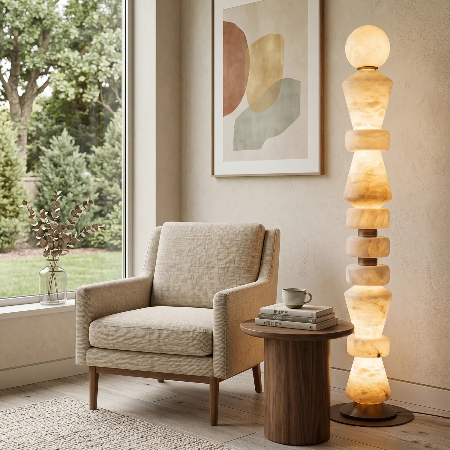 Totem Stacked Alabaster Floor Lamp | wildoxy