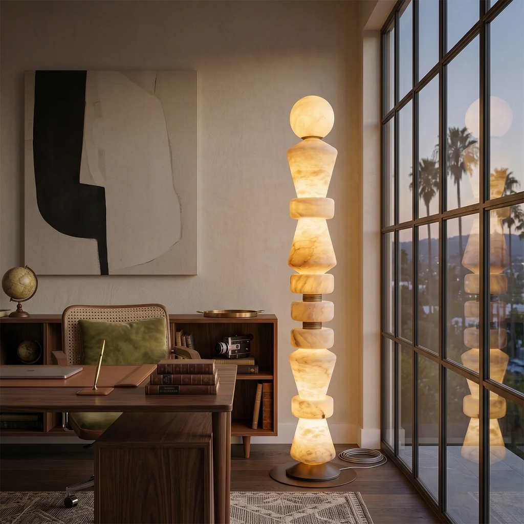 Totem Stacked Alabaster Floor Lamp | wildoxy