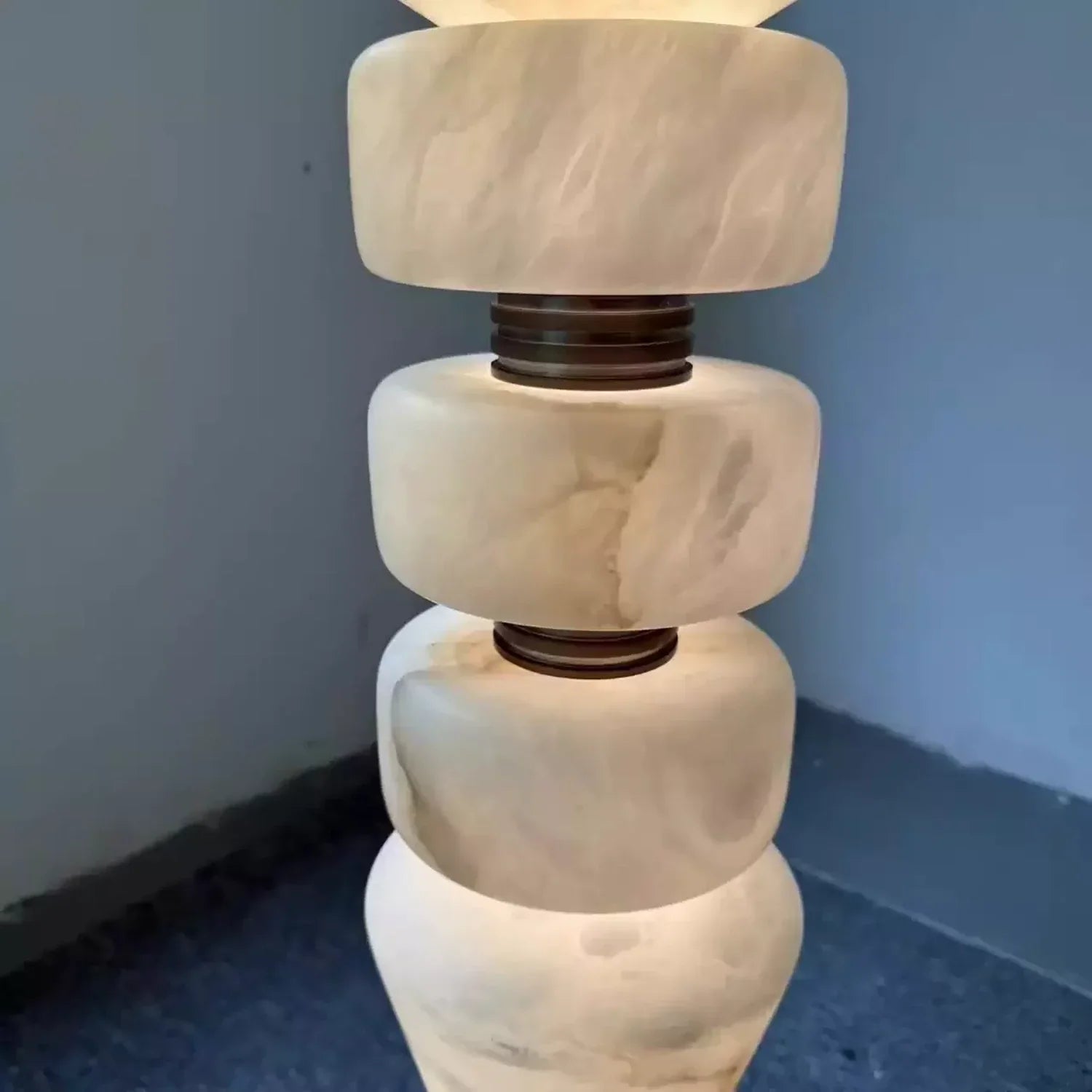 Totem Stacked Alabaster Floor Lamp | wildoxy