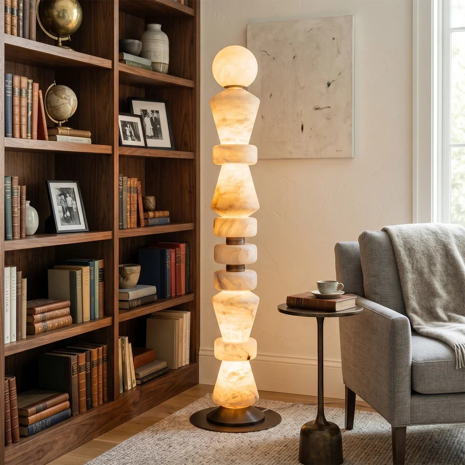 Totem Stacked Alabaster Floor Lamp | wildoxy