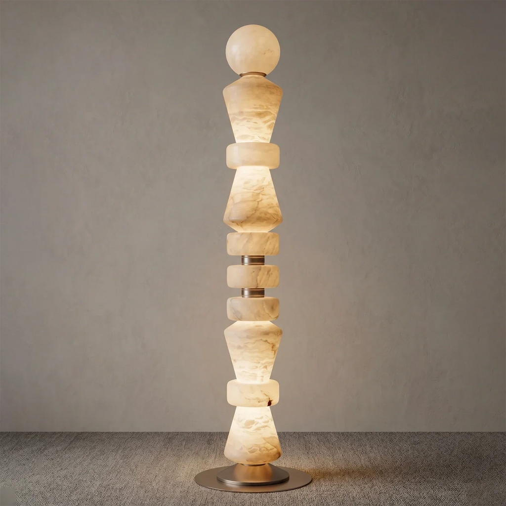 Totem Stacked Alabaster Floor Lamp | wildoxy
