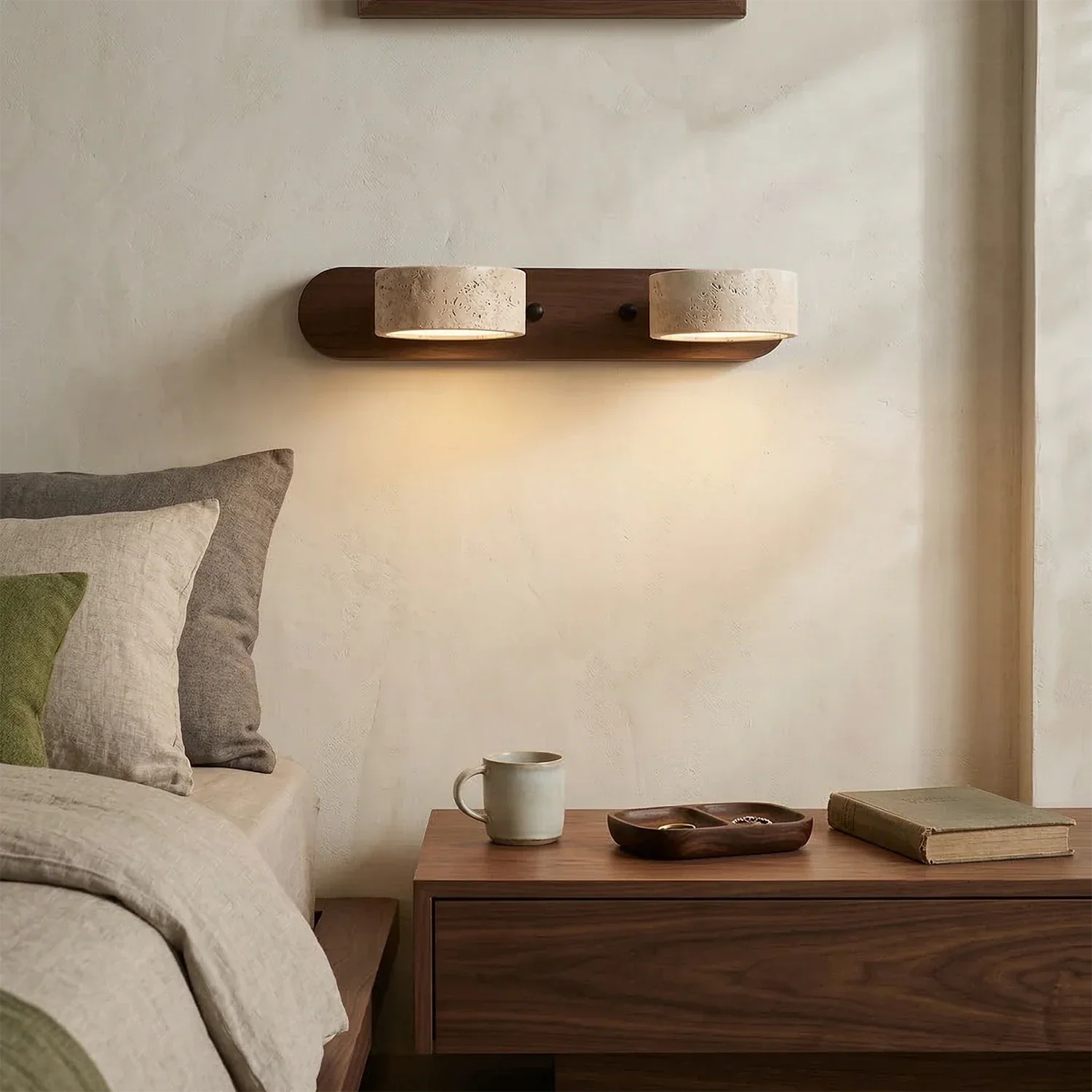 Travertine Duo Wood Wall Light | wildoxy