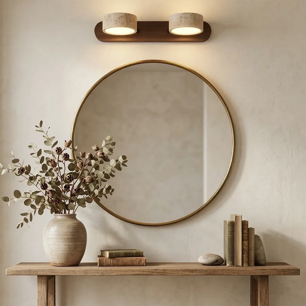 Travertine Duo Wood Wall Light | wildoxy