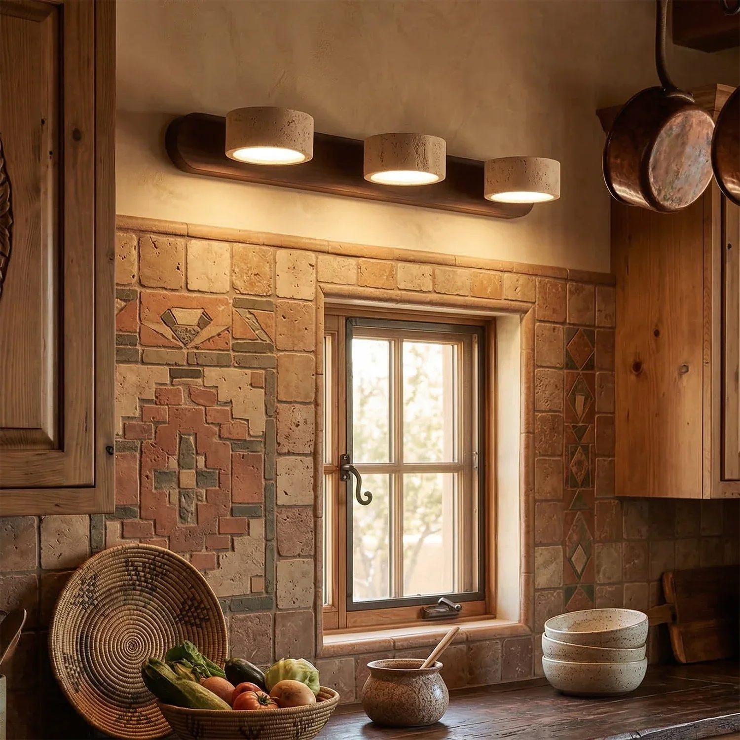 Travertine Duo Wood Wall Light | wildoxy
