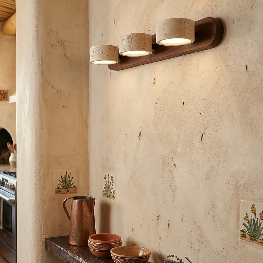 Travertine Duo Wood Wall Light | wildoxy