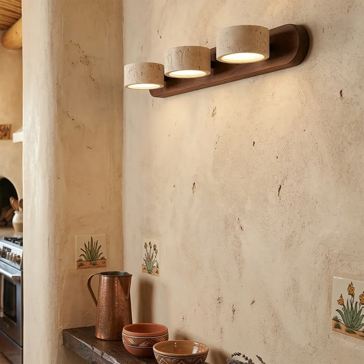 Travertine Duo Wood Wall Light | wildoxy