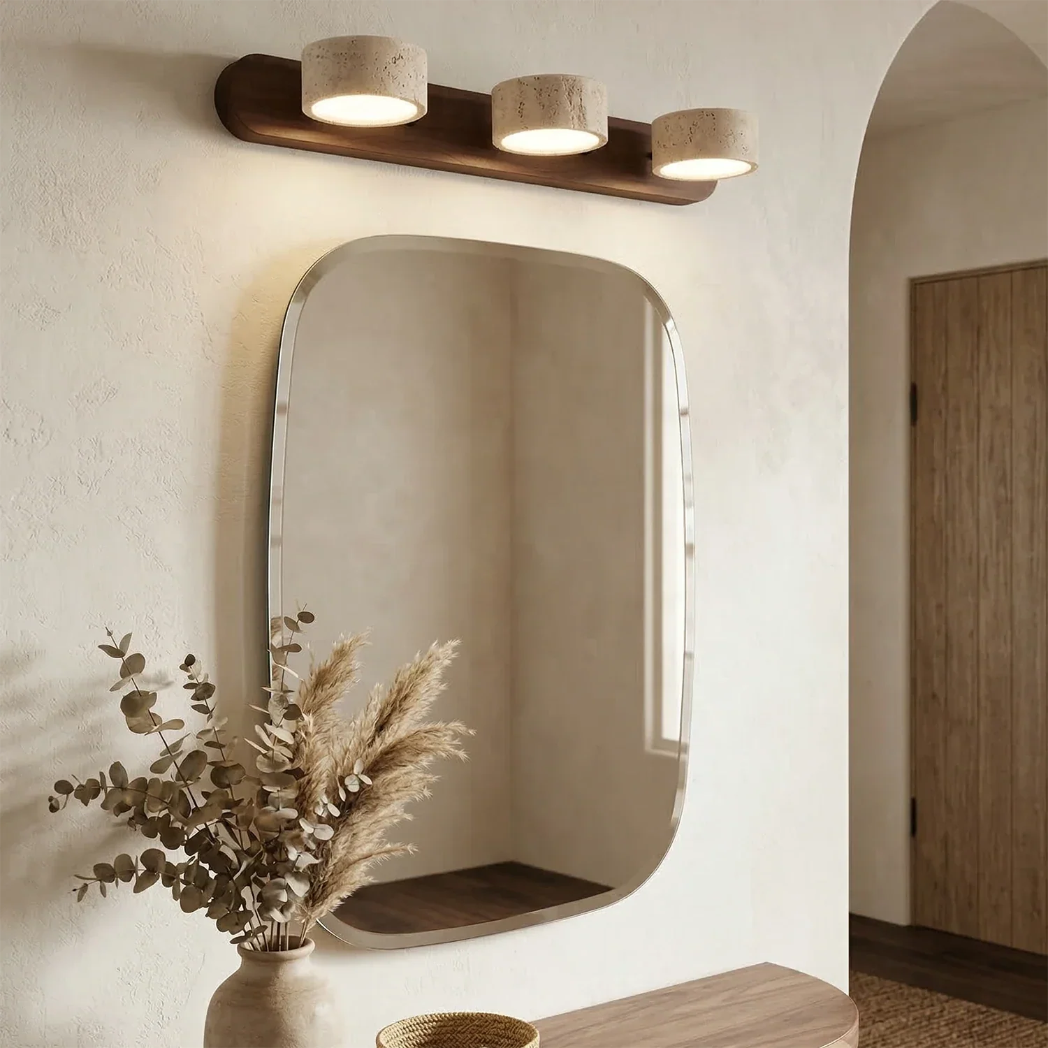 Travertine Duo Wood Wall Light | wildoxy