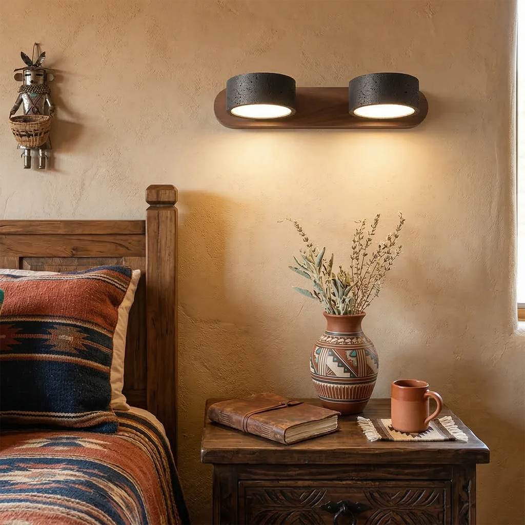 Travertine Duo Wood Wall Light | wildoxy