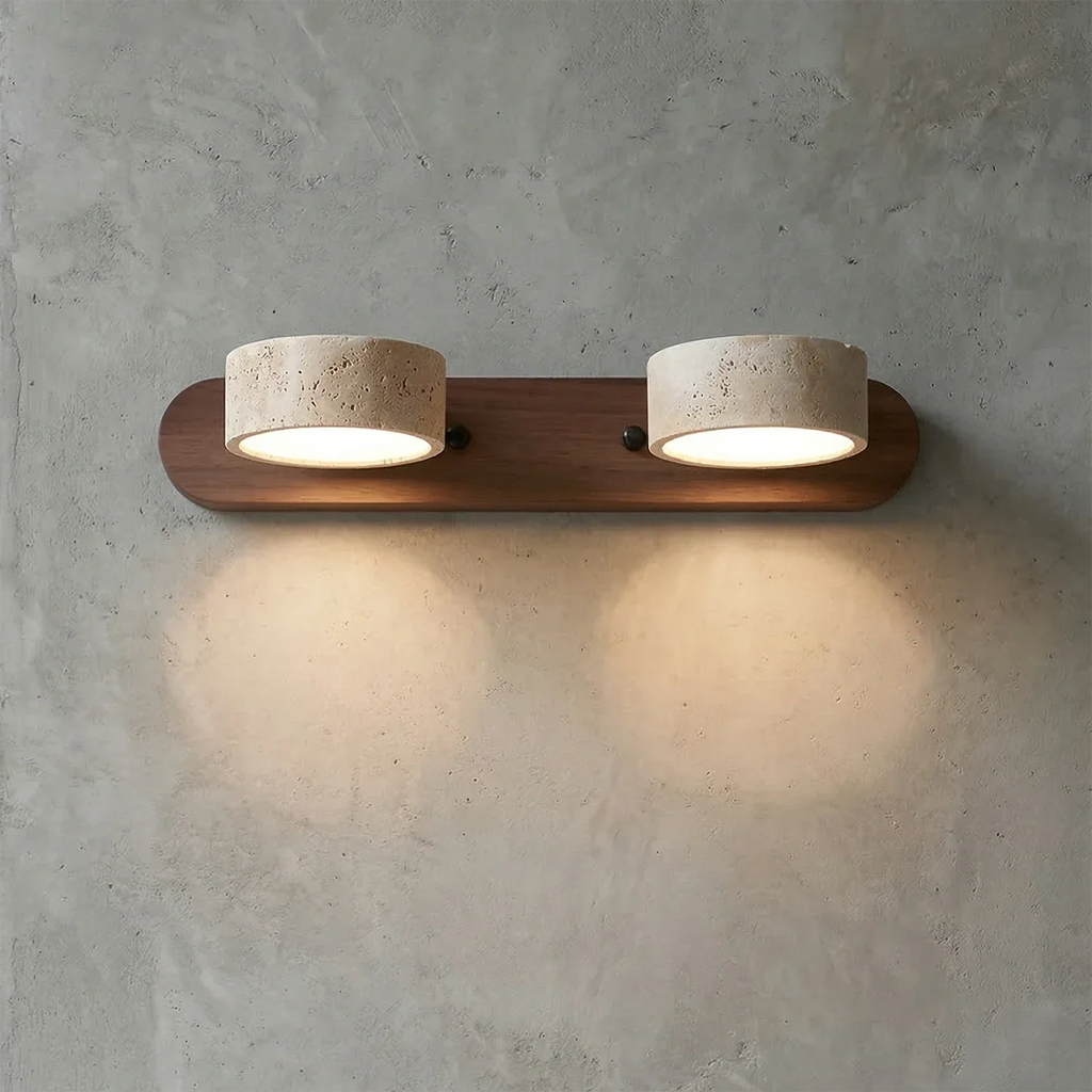 Travertine Duo Wood Wall Light | wildoxy