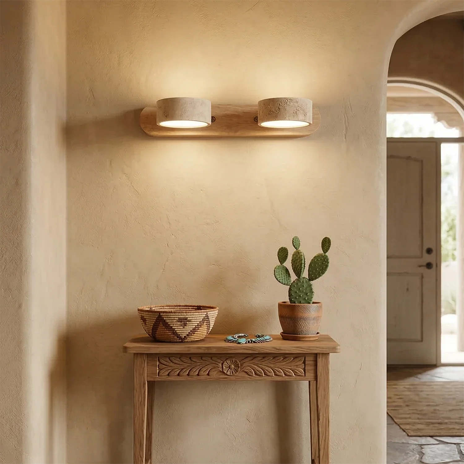 Travertine Duo Wood Wall Light | wildoxy
