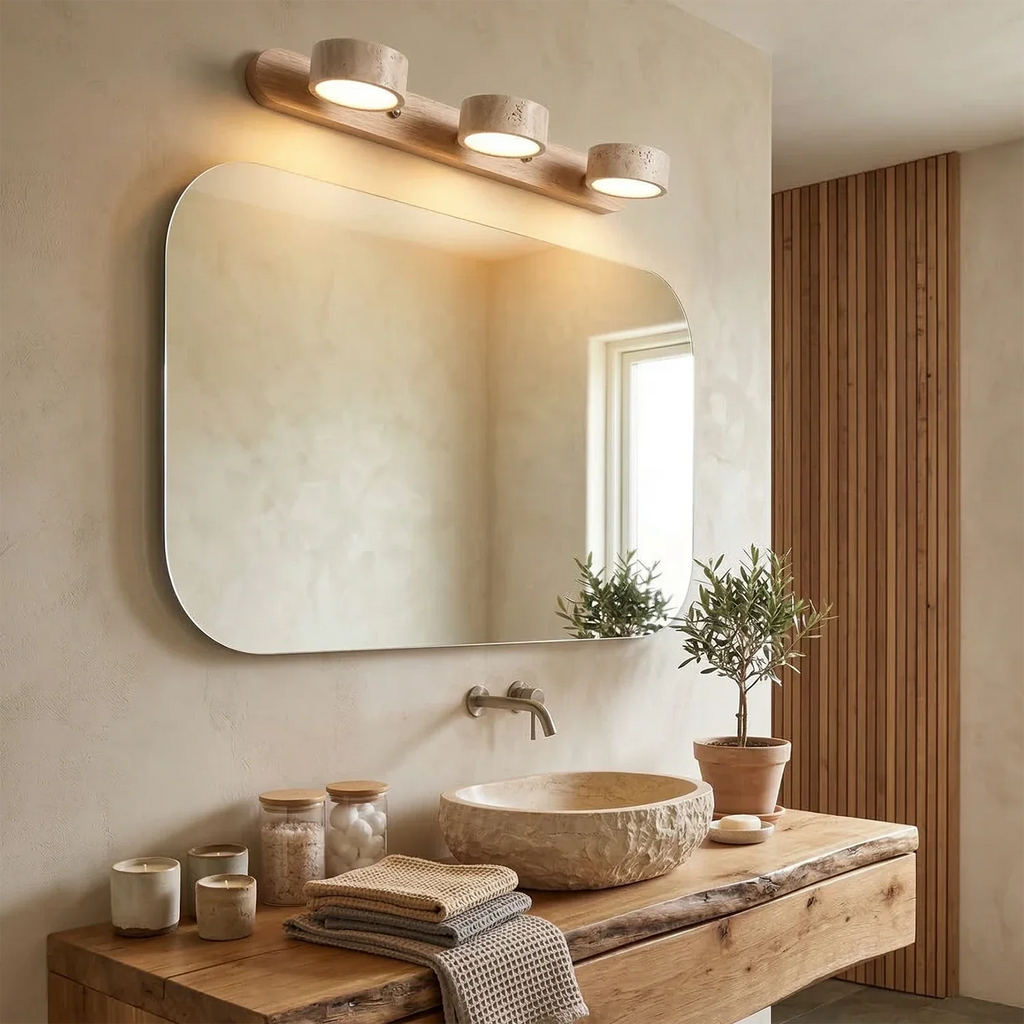 Travertine Duo Wood Wall Light | wildoxy