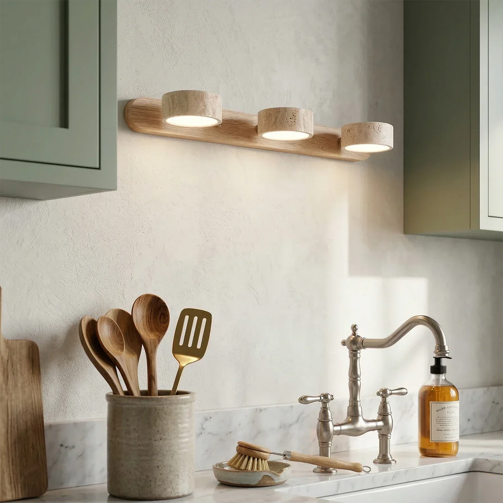 Travertine Duo Wood Wall Light | wildoxy