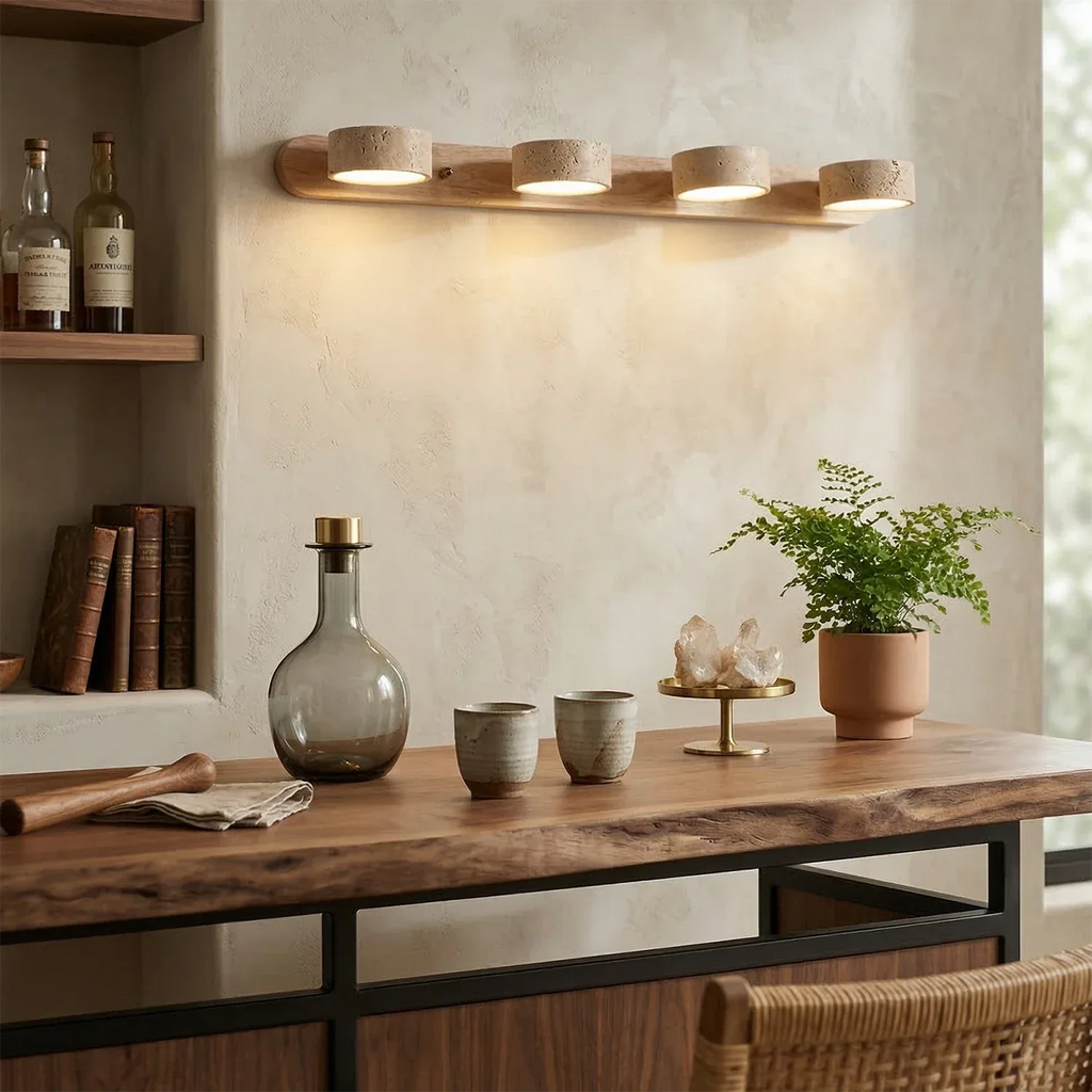 Travertine Duo Wood Wall Light | wildoxy