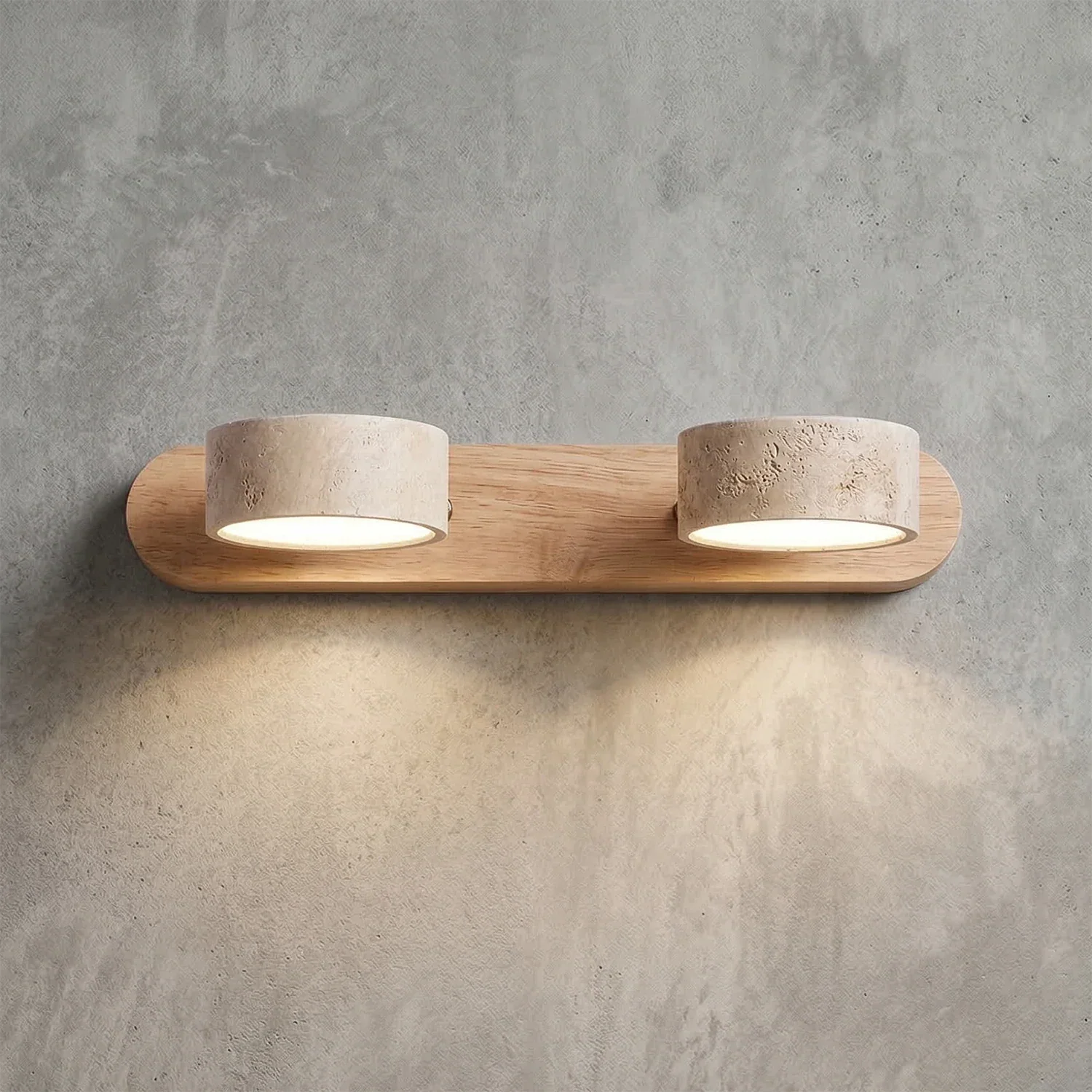 Travertine Duo Wood Wall Light | wildoxy