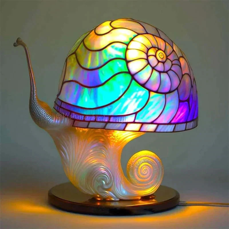 Dimmbare Tischlampe mit Buntglas-Effekt, 30 cm