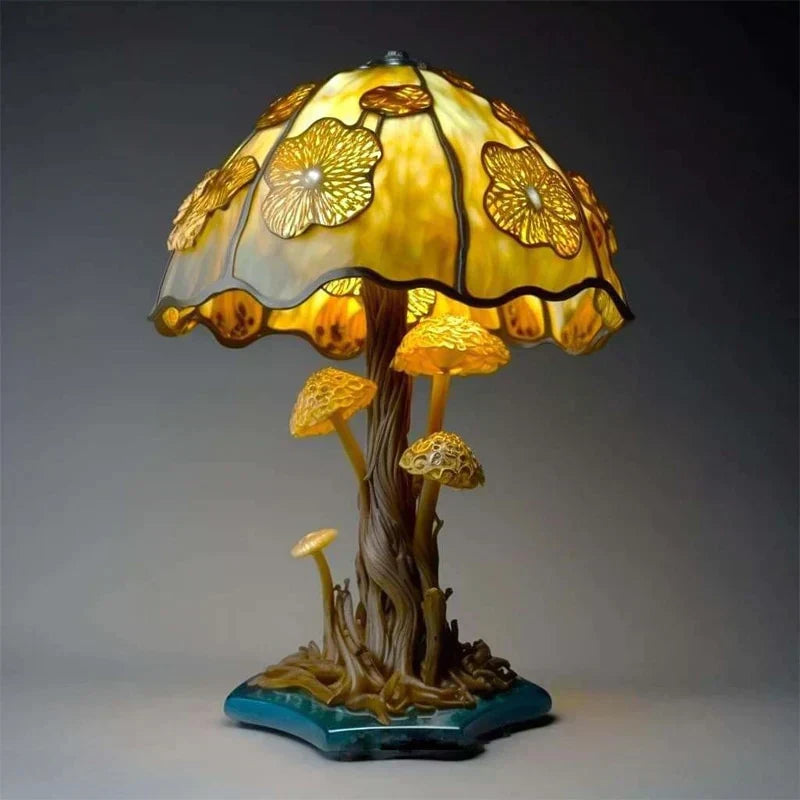 Dimmbare Tischlampe mit Buntglas-Effekt, 30 cm