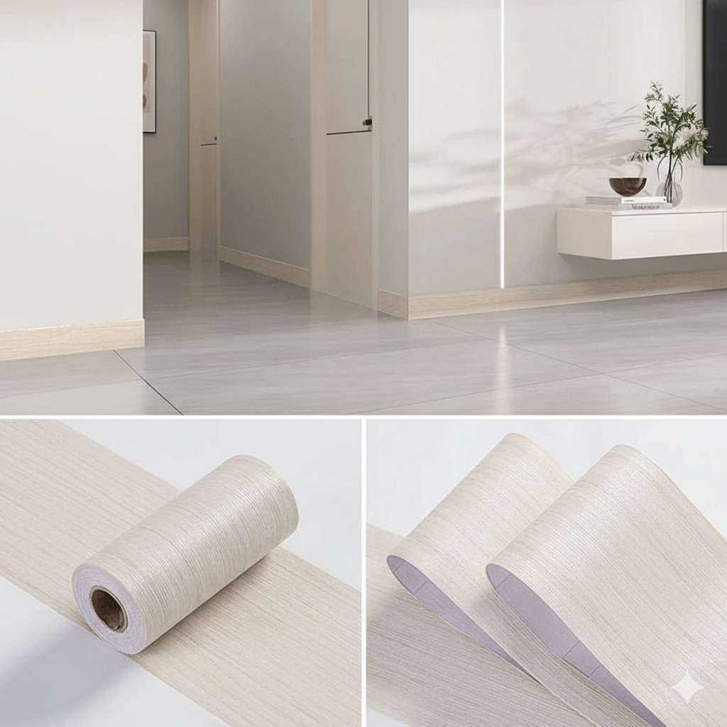 CasaForm Premium PVC Skirting Trim — Durable Embossed Wood Grain Finish