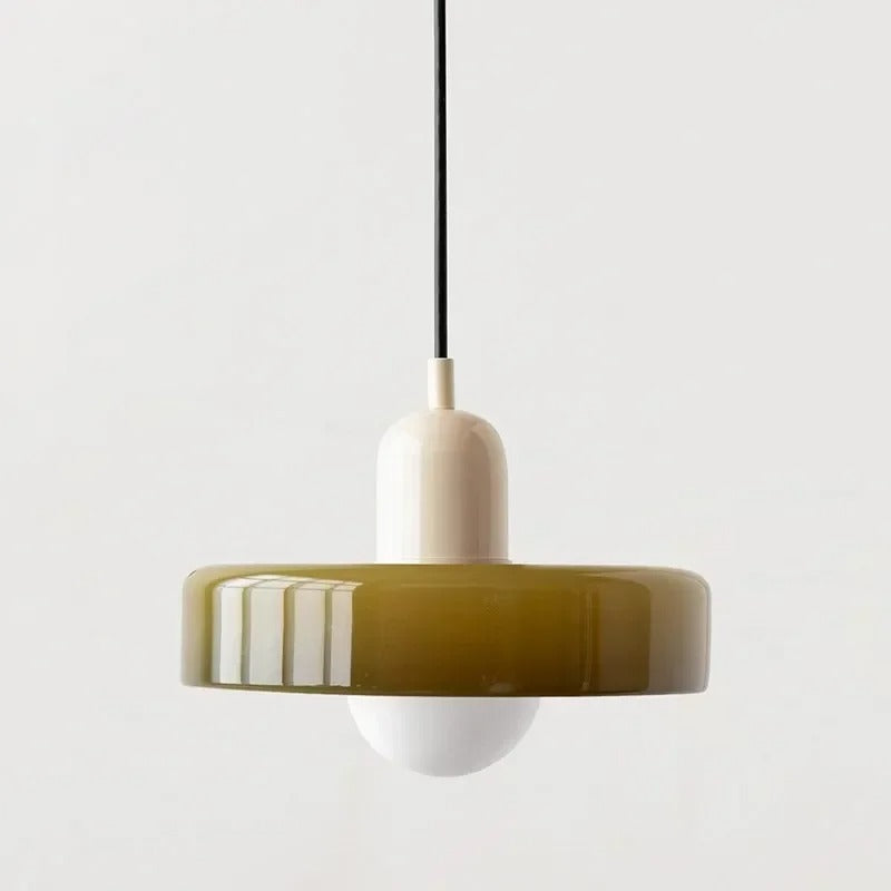 Lámpara colgante de vidrio – Pantalla Bauhaus de doble color