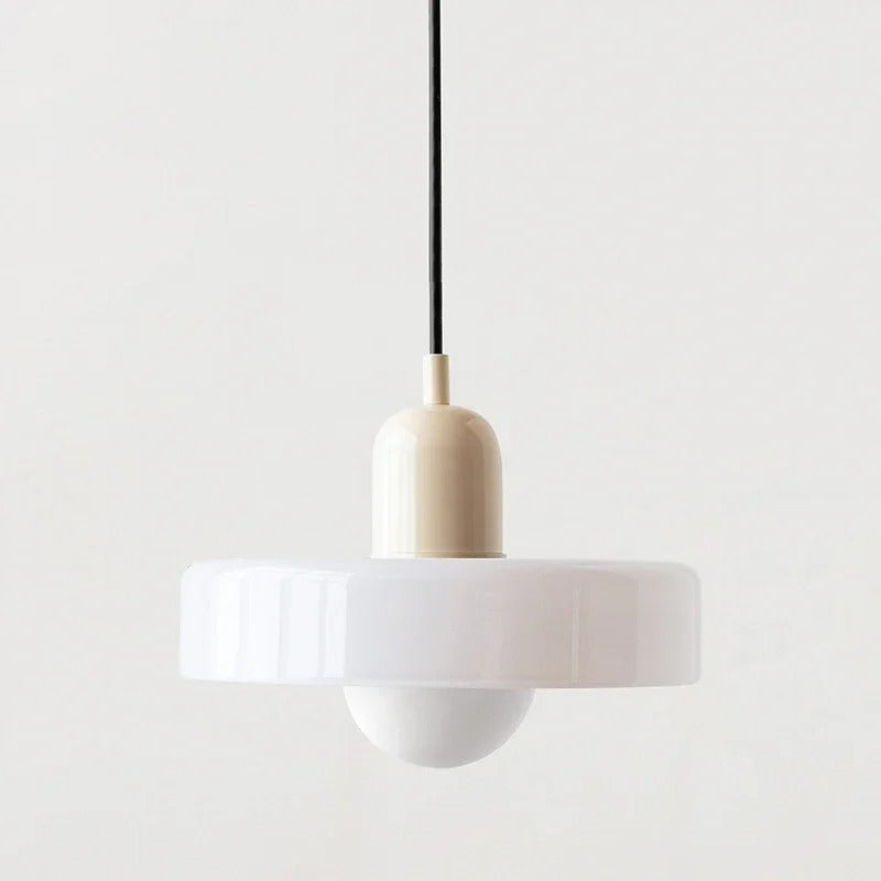 Lámpara colgante de vidrio – Pantalla Bauhaus de doble color
