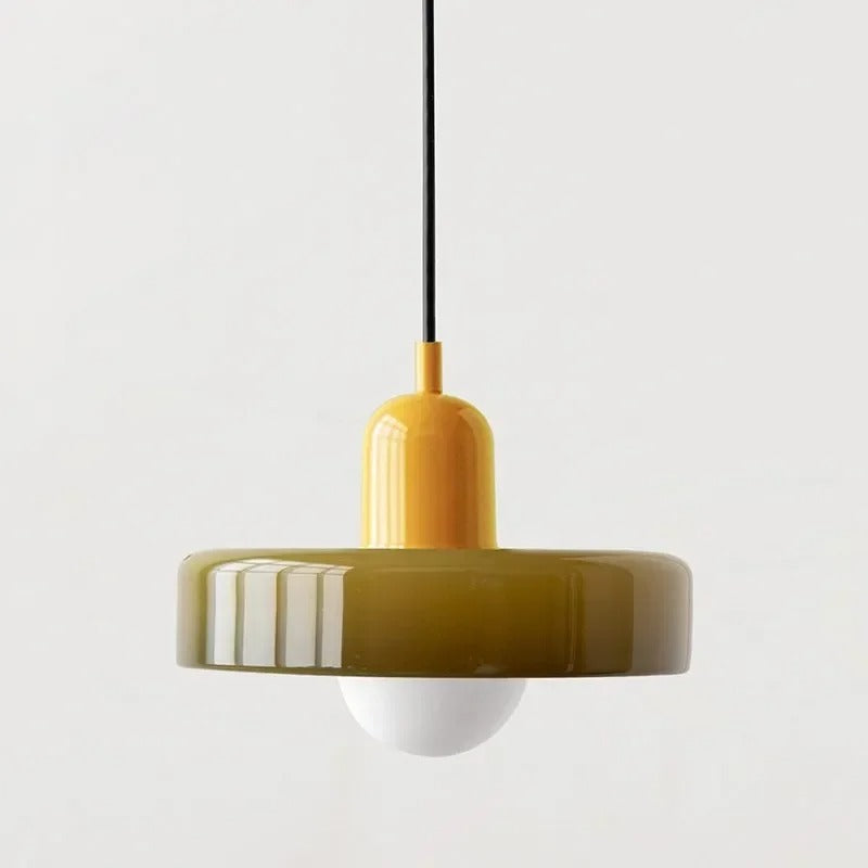 Lámpara colgante de vidrio – Pantalla Bauhaus de doble color