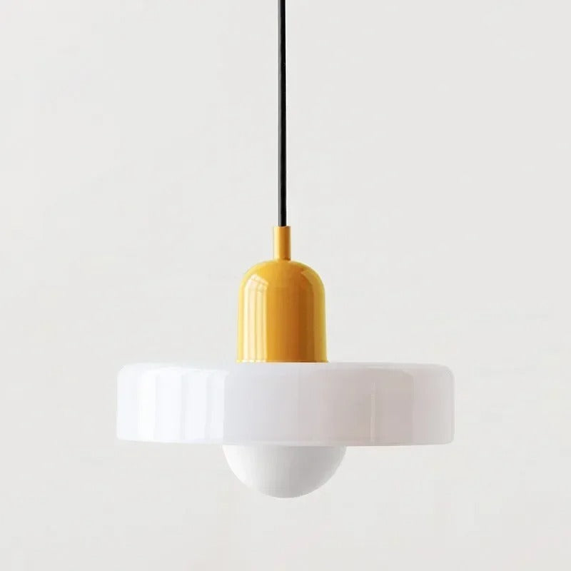 Lámpara colgante de vidrio – Pantalla Bauhaus de doble color