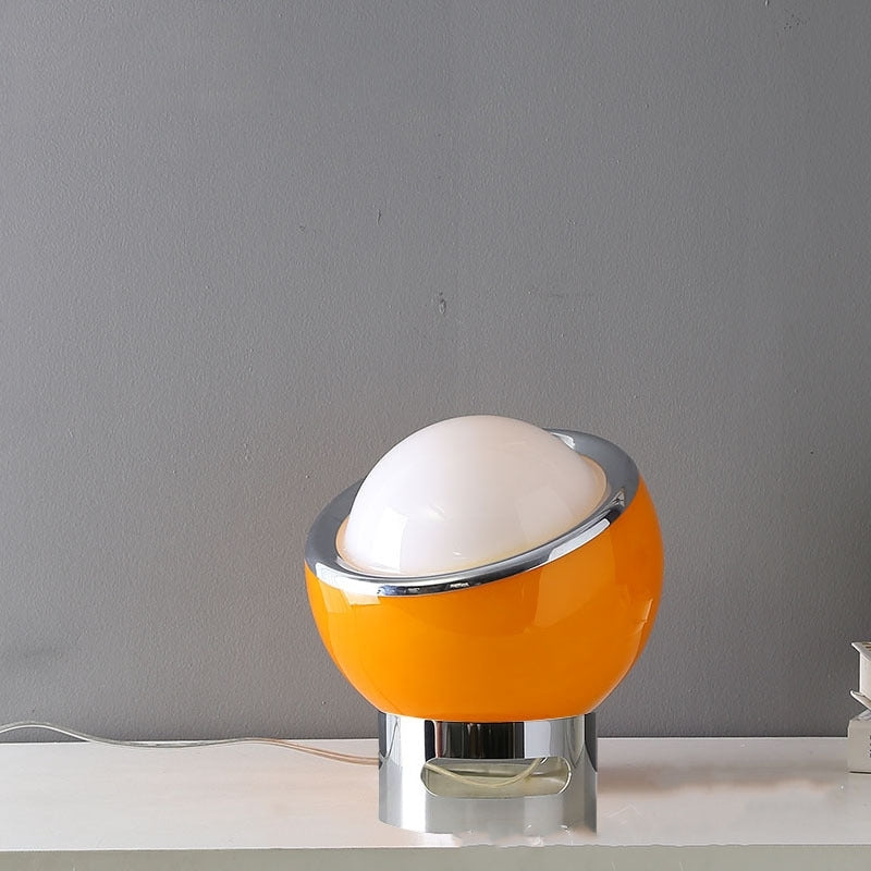 Lucette Bedside Table Lamp, Bauhaus Design, French Opal Glass Shade