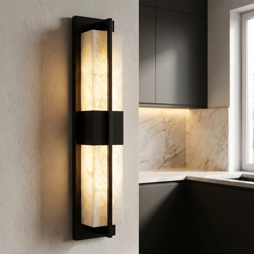 Vertical Alabaster Stone Wall Sconce | wildoxy