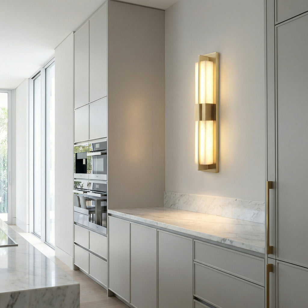 Vertical Alabaster Stone Wall Sconce | wildoxy