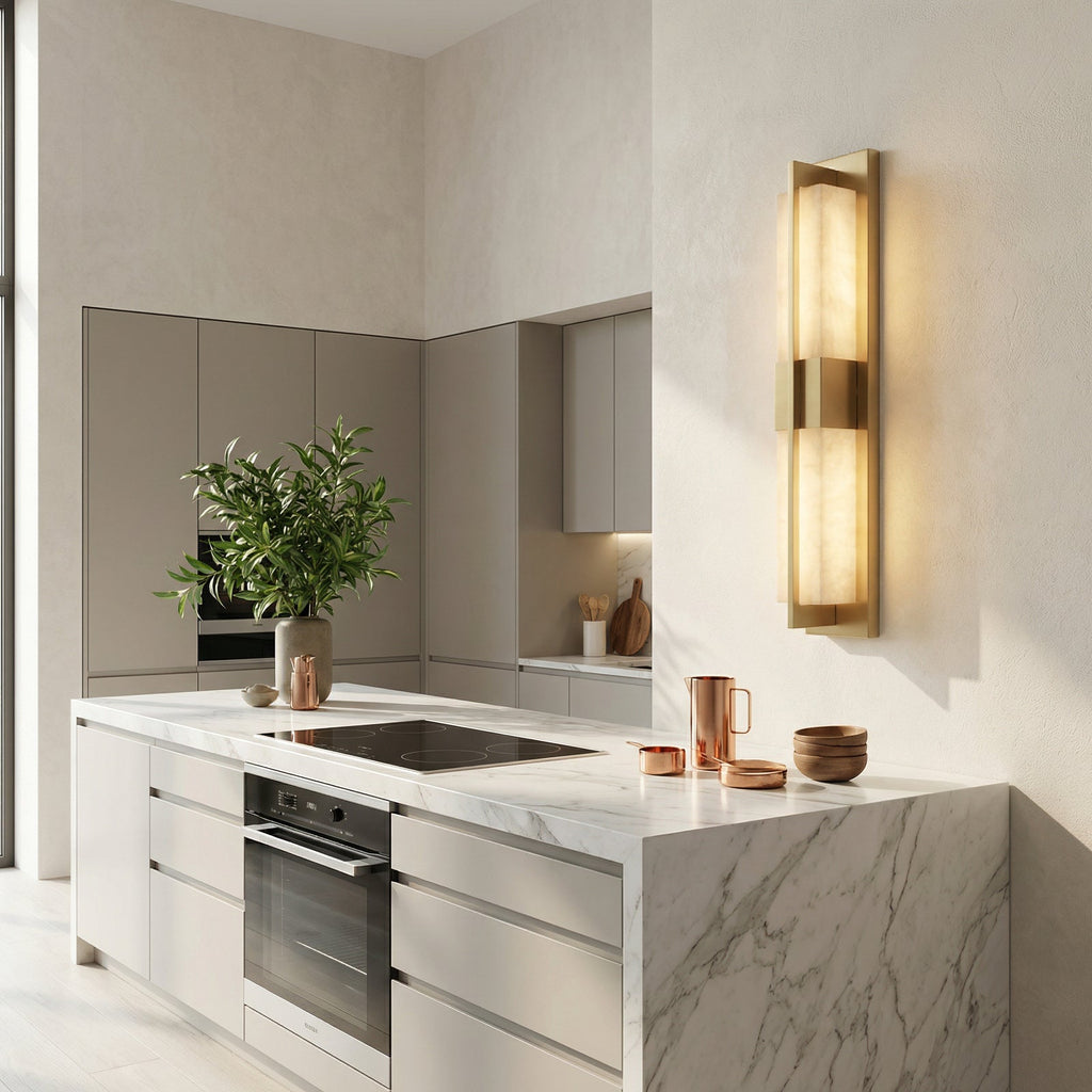Vertical Alabaster Stone Wall Sconce | wildoxy