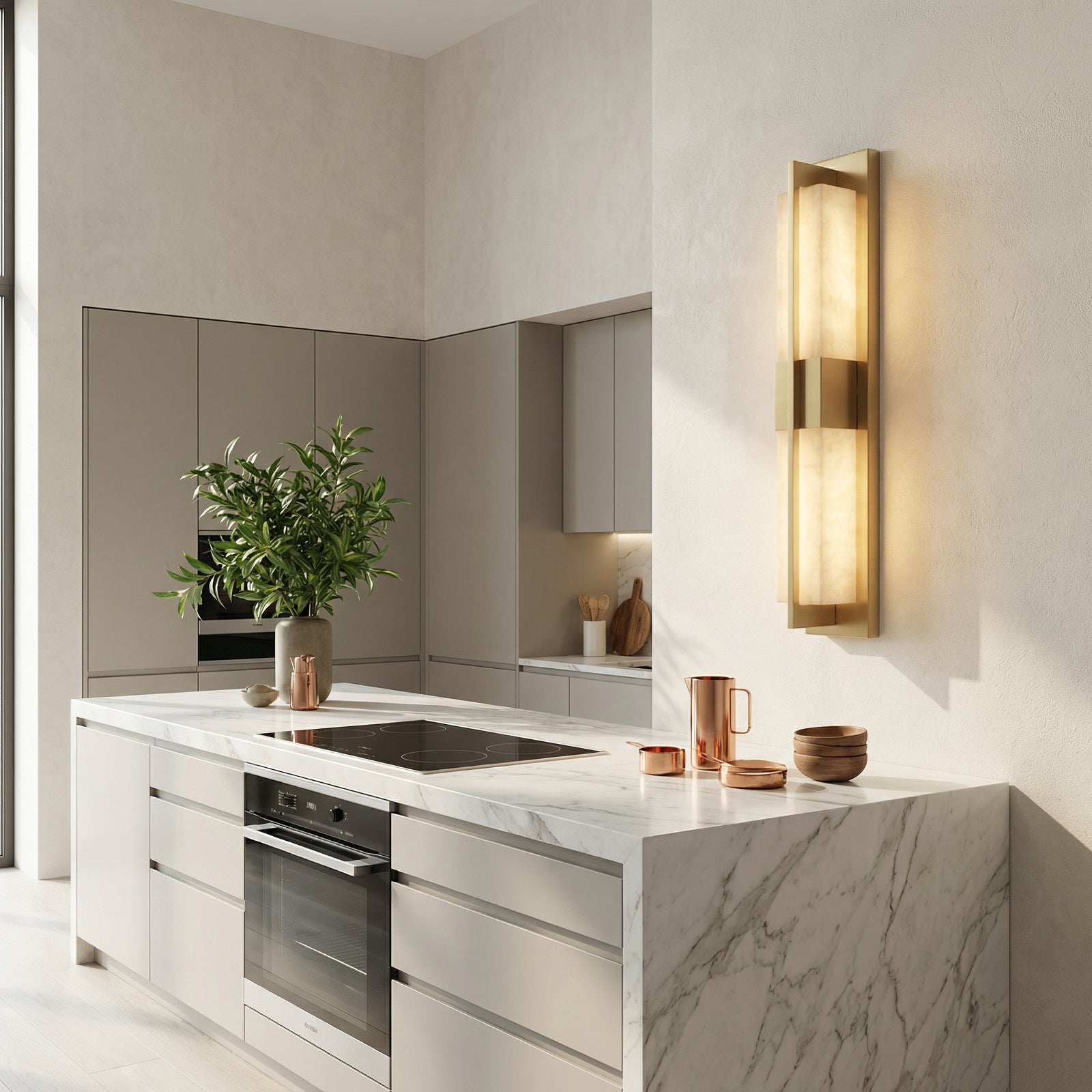 Vertical Alabaster Stone Wall Sconce | wildoxy