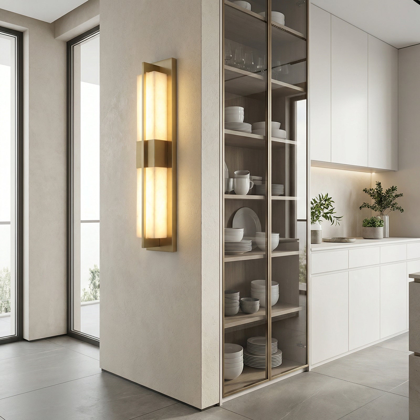 Vertical Alabaster Stone Wall Sconce | wildoxy