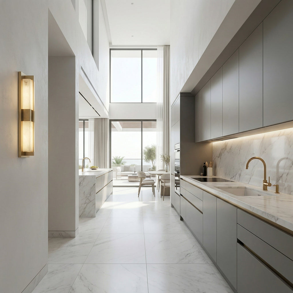 Vertical Alabaster Stone Wall Sconce | wildoxy
