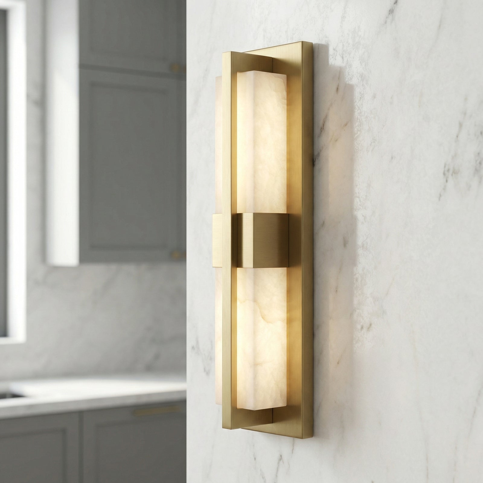 Vertical Alabaster Stone Wall Sconce | wildoxy